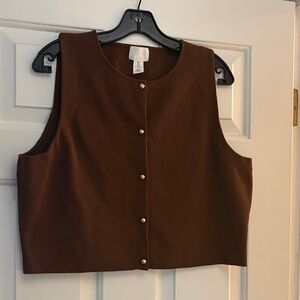 H&M Chocolate Brown Gold Button Vest
